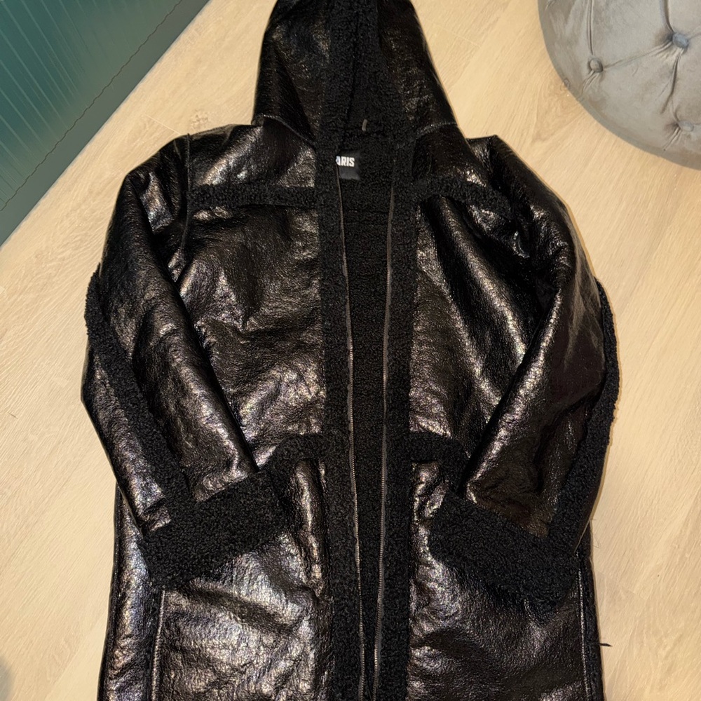 Apparis Black wax Teddy Jacket with Hood